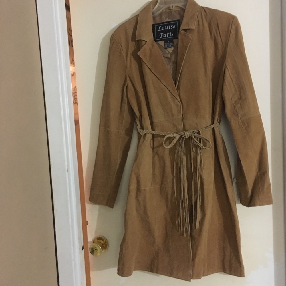 Louise Paris Tan Leather Coat size Large
